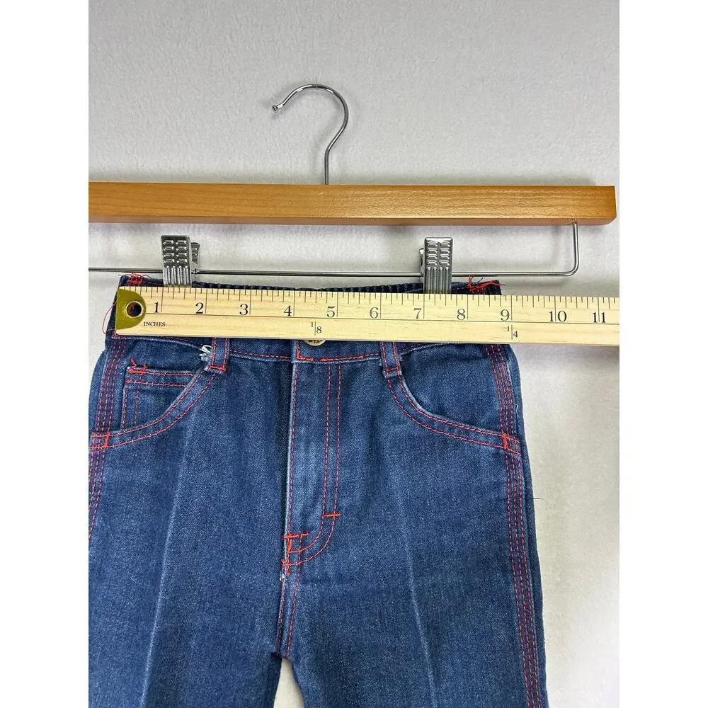 Vintage Little by Little 70/80s baby denim jeans‎ with red stitching 24m